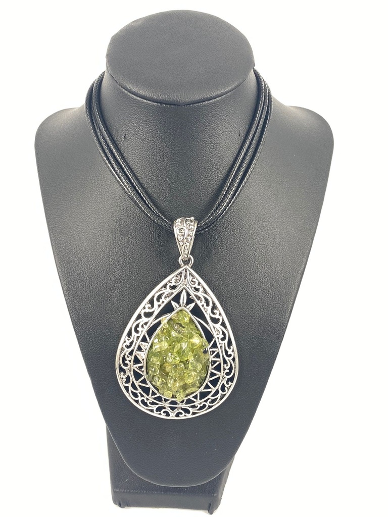 ALLOY+OLIVINE+CORD NECKLACE