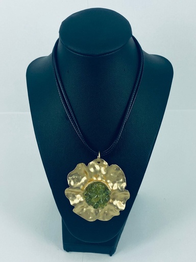 [007336] ALLOY+OLIVINE+CORD NECKLACE