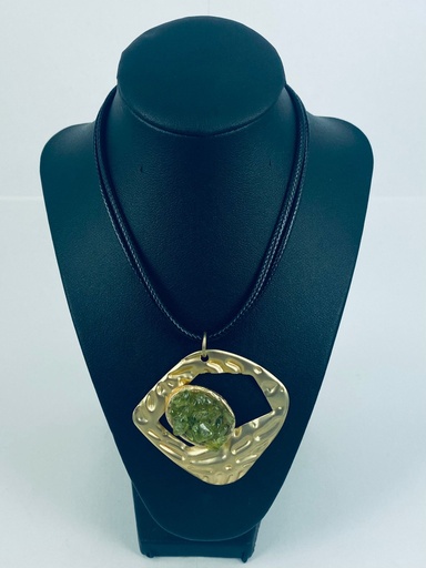 [007339] ALLOY+OLIVINE+CORD NECKLACE